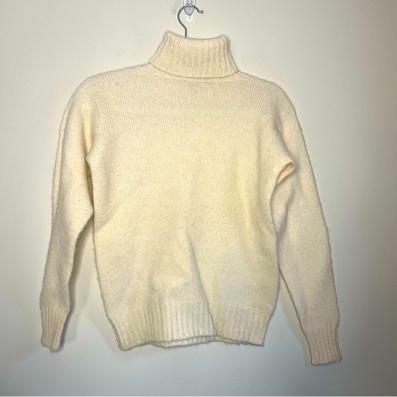 Vintage Play Fair 100% Shetland Wool Turtleneck Made in Britain Cream Size M - Picture 1 of 8